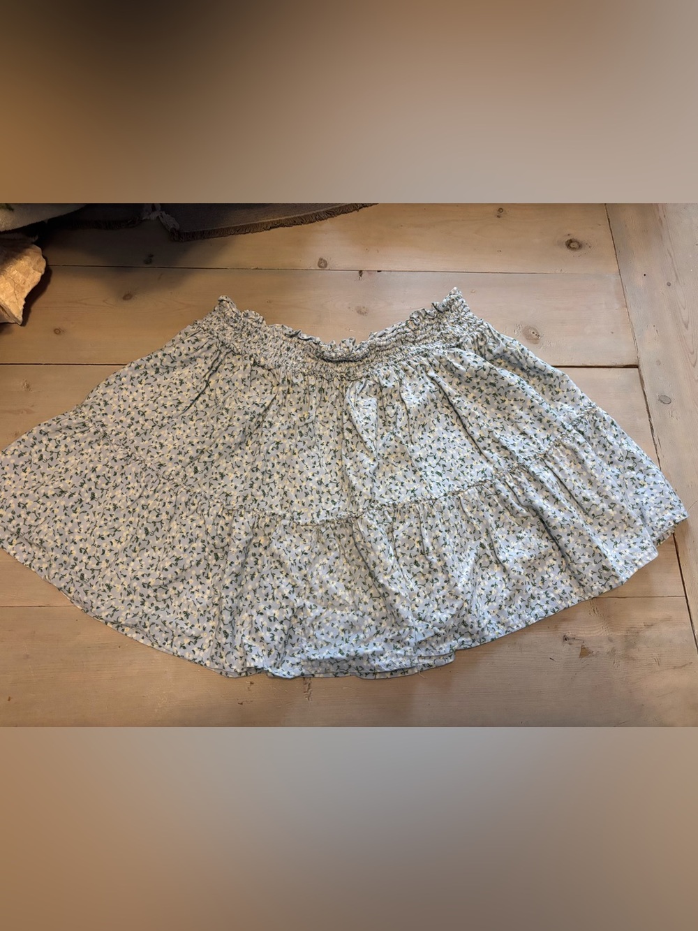 wild fable Light Blue Floral Smocked Tiered Skater Skirt Size XL no lining